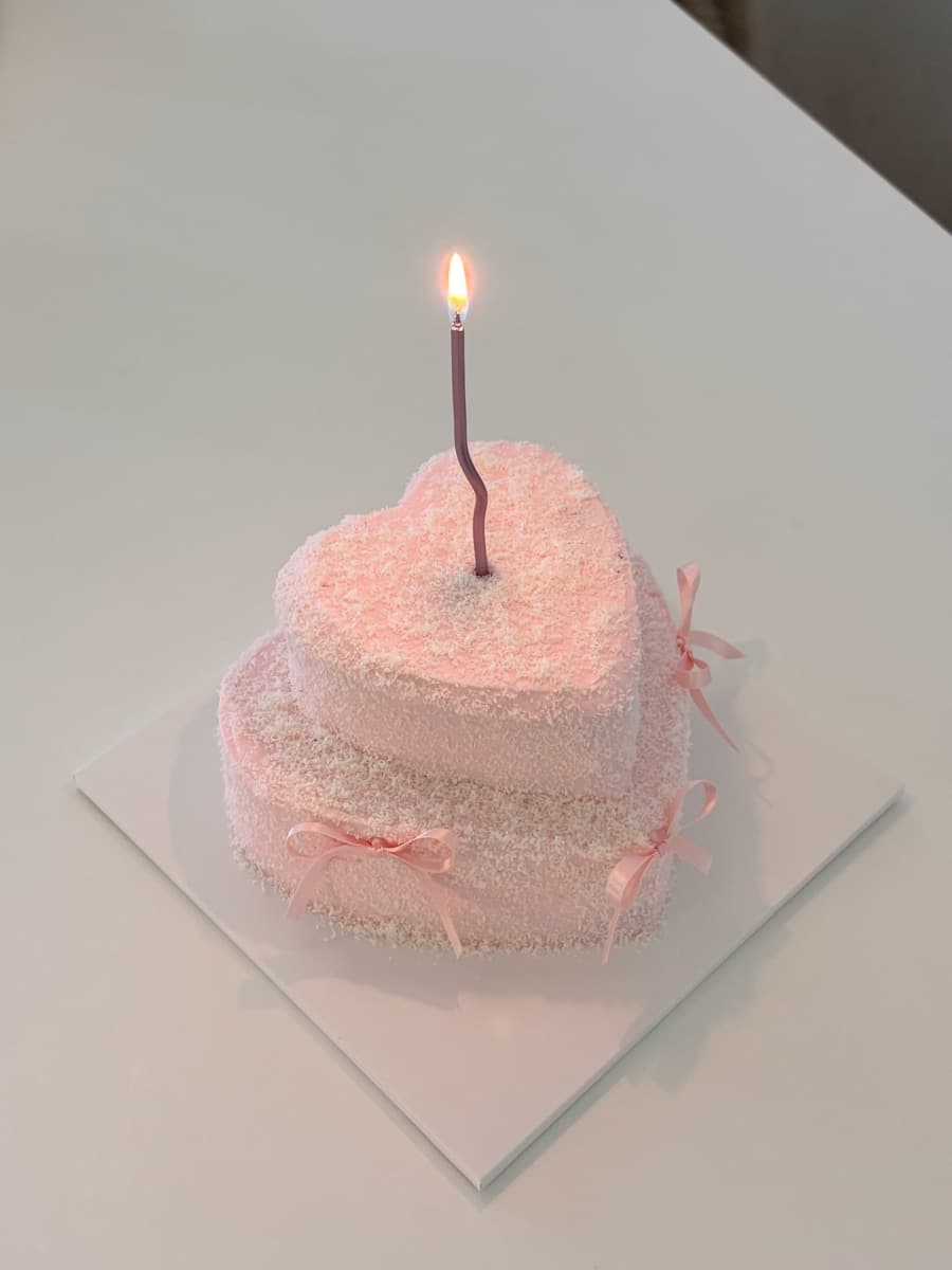 Pink heart dusted in coconut